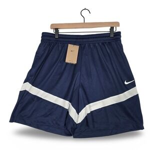 NWT Nike Dri-Fit Basketball Shorts Mens Large Navy Blue White Mesh Loose Fit Gym